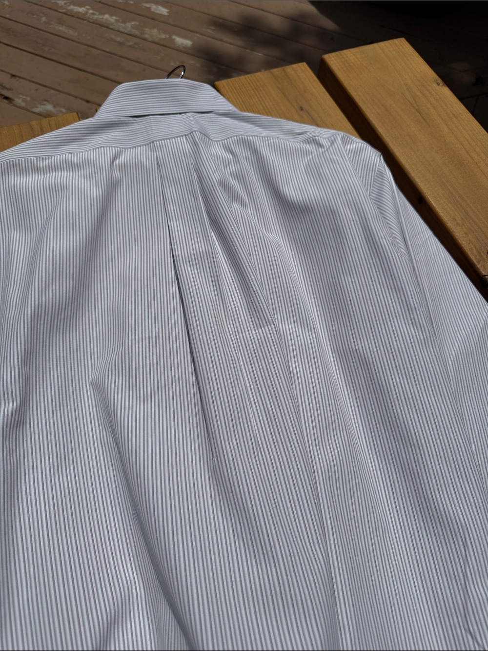 Brooks Brothers Men's Brown and White Pinstripe Dress Shirt - Picture 6 of 6